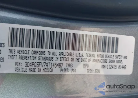 2010 Dodge Journey Sxt z USA, uszkodzony, nr VIN 3D4PG5FV7AT145487